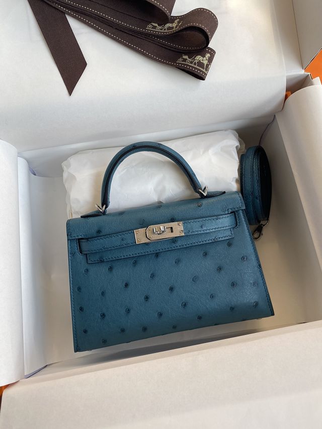 Hermes handmade genuine 100% ostrich leather kelly 19 bag K019 colvert