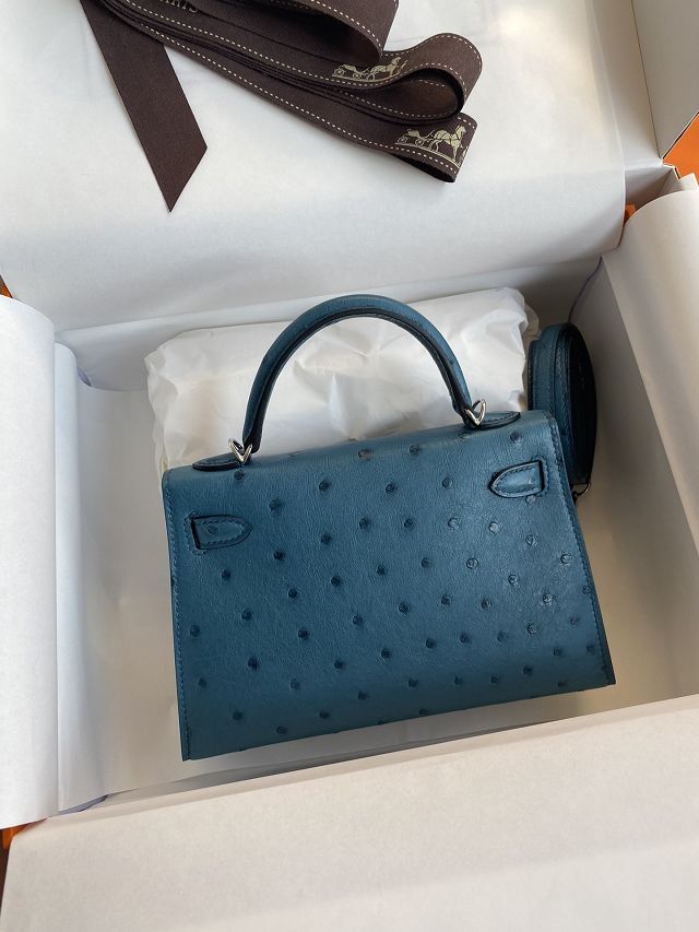 Hermes handmade genuine 100% ostrich leather kelly 19 bag K019 colvert