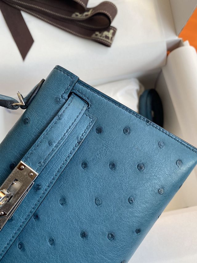 Hermes handmade genuine 100% ostrich leather kelly 19 bag K019 colvert