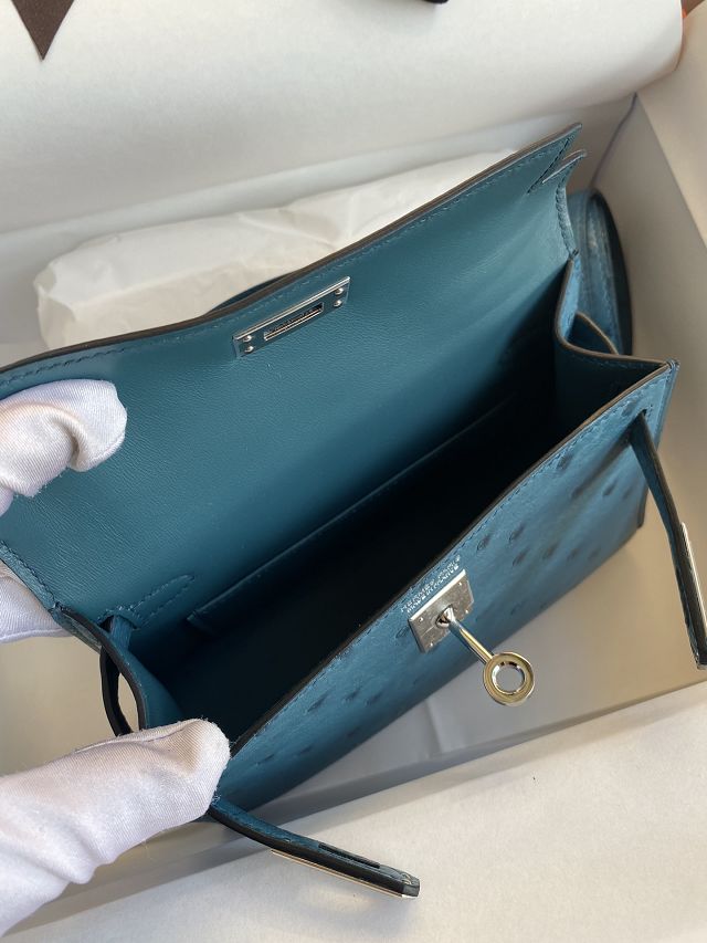 Hermes handmade genuine 100% ostrich leather kelly 19 bag K019 colvert