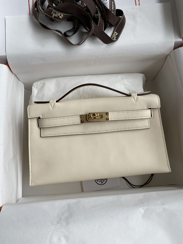 Hermes original swift leather mini kelly 22 clutch K0012 nata