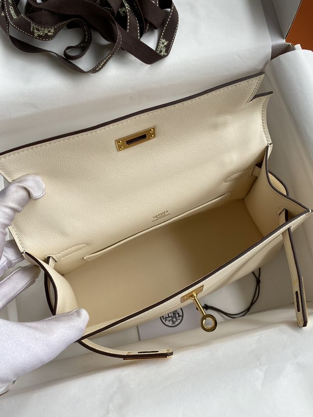 Hermes original swift leather mini kelly 22 clutch K0012 nata