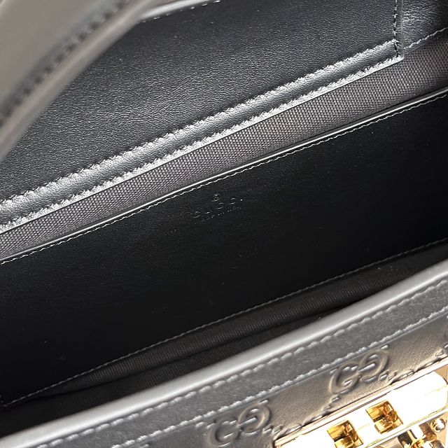 GG original calfskin padlock medium top handle bag 838992 black