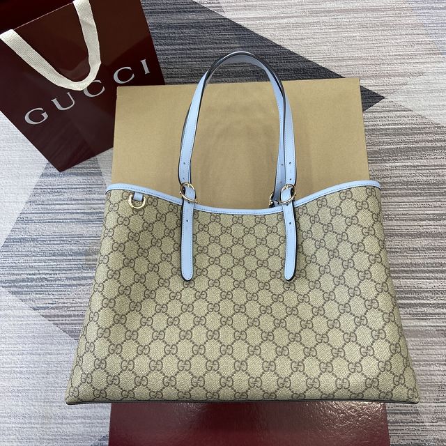 GG original canvas emblem medium tote bag 815213 blue