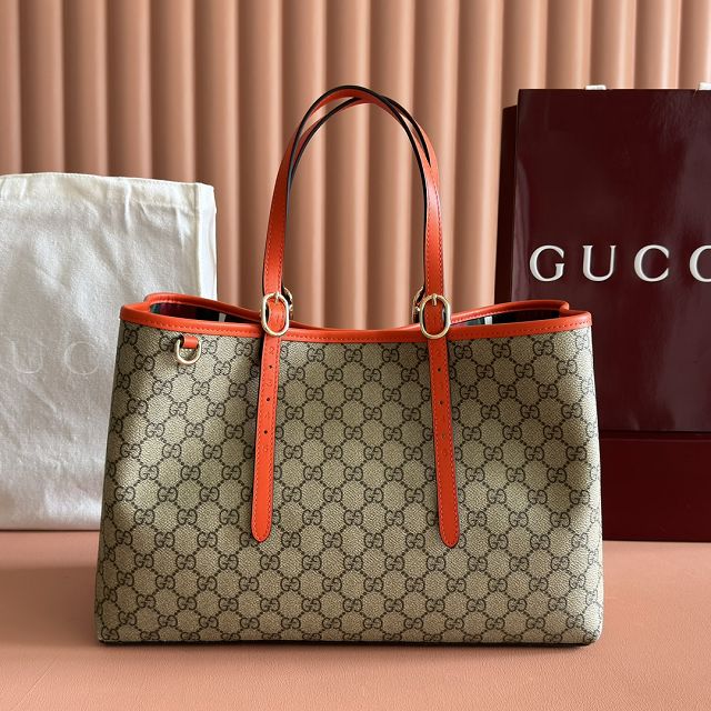 GG original canvas emblem medium tote bag 815213 orange