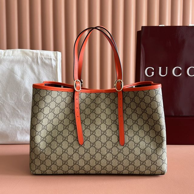 GG original canvas emblem medium tote bag 815213 orange