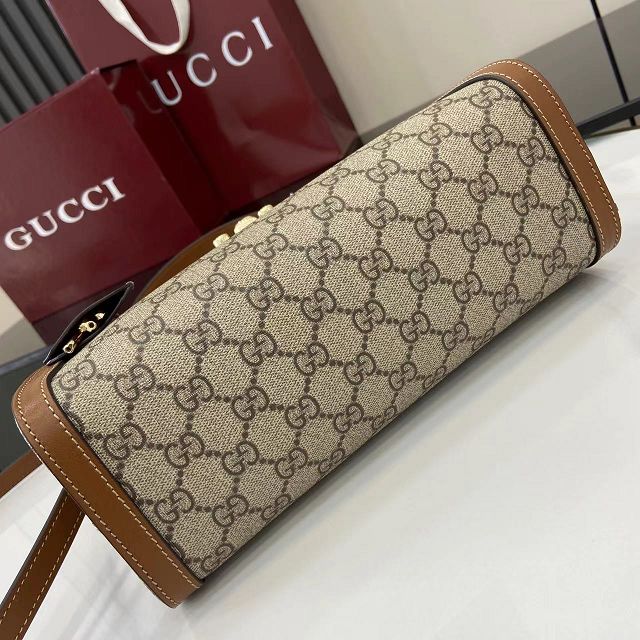 GG original fabric padlock medium top handle bag 838992 brown
