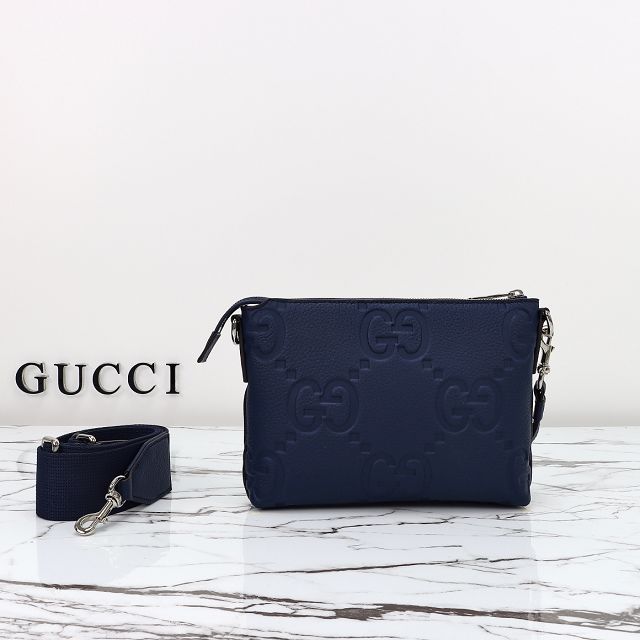 GG original calfskin small messenger bag 761747 navy blue