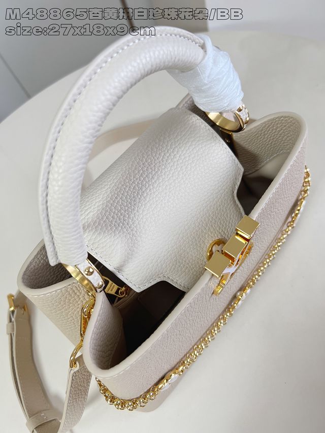 Louis vuitton original calfskin capucines BB handbag M25461 beige