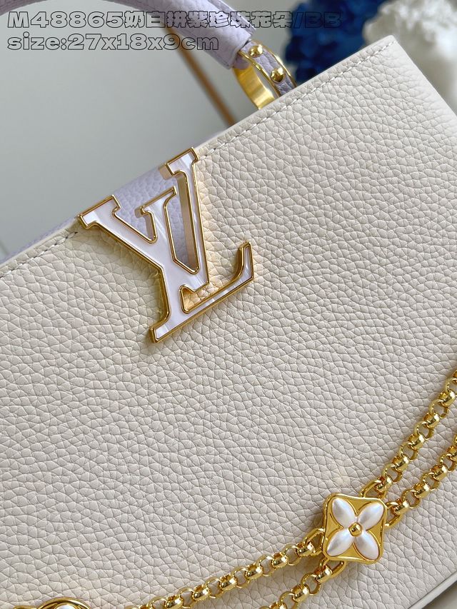 Louis vuitton original calfskin capucines BB handbag M25461 beige&purple