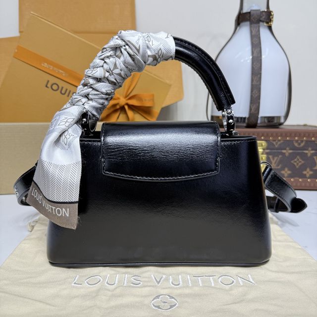 Louis vuitton original calfskin capucines east-west mini handbag M25473 black