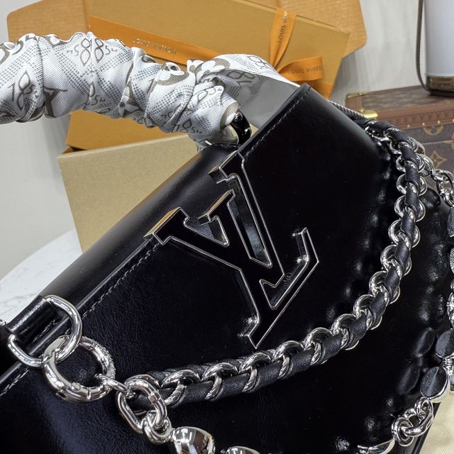 Louis vuitton original calfskin capucines east-west mini handbag M25473 black