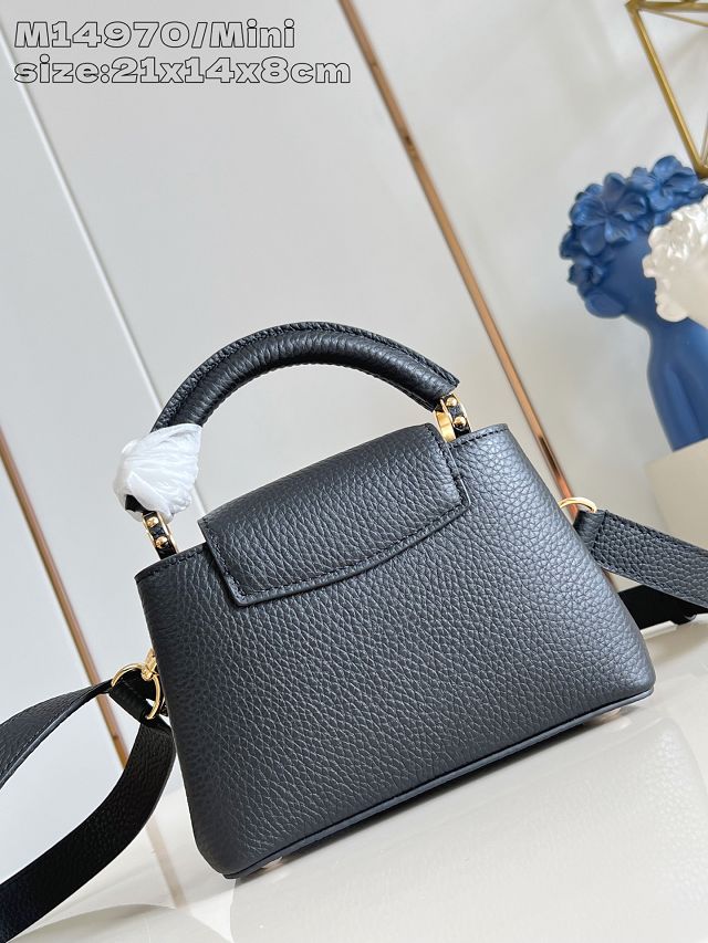 Louis vuitton original calfskin capucines mini handbag M14971 black