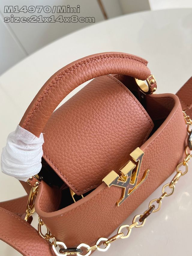 Louis vuitton original calfskin capucines mini handbag M14971 brown