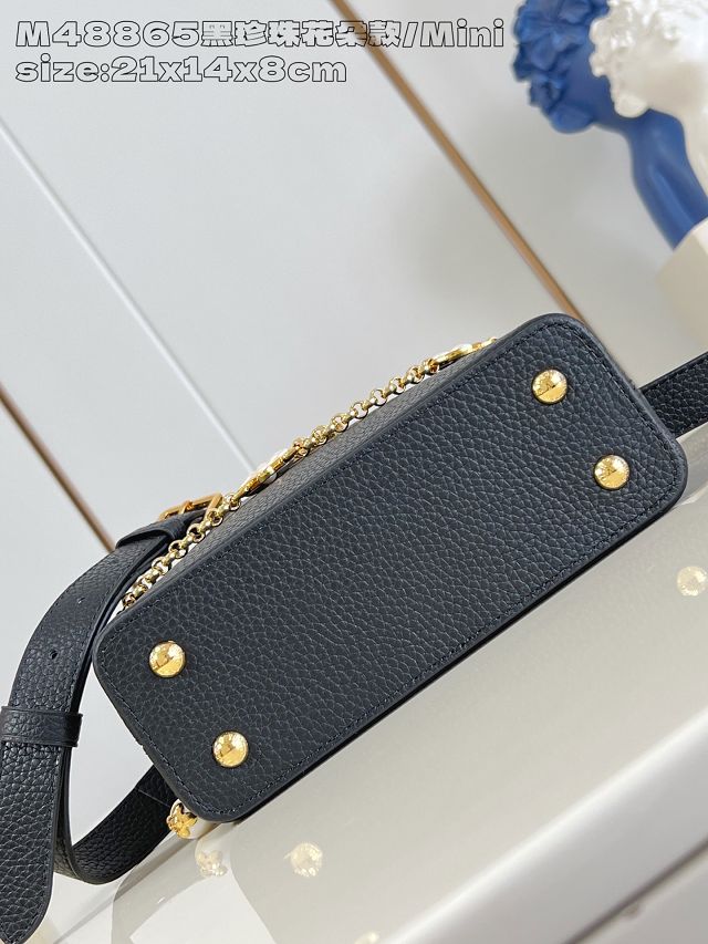 Louis vuitton original calfskin capucines mini handbag M15117 black