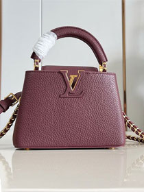 Louis vuitton original calfskin capucines mini handbag M22606 bordeaux
