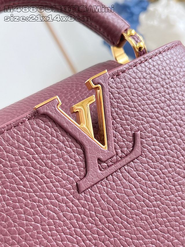 Louis vuitton original calfskin capucines mini handbag M22606 bordeaux