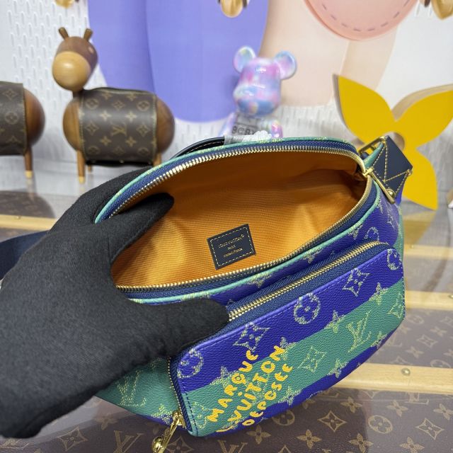 Louis vuitton original monogram canvas bumbag M25783 blue&green
