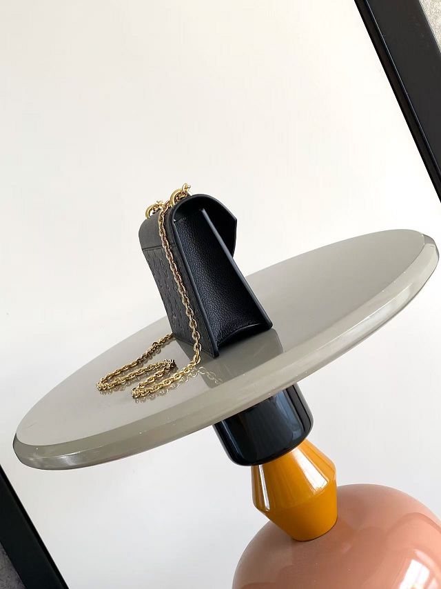 Louis vuitton original calfskin wallet on chain rosy M13569 black