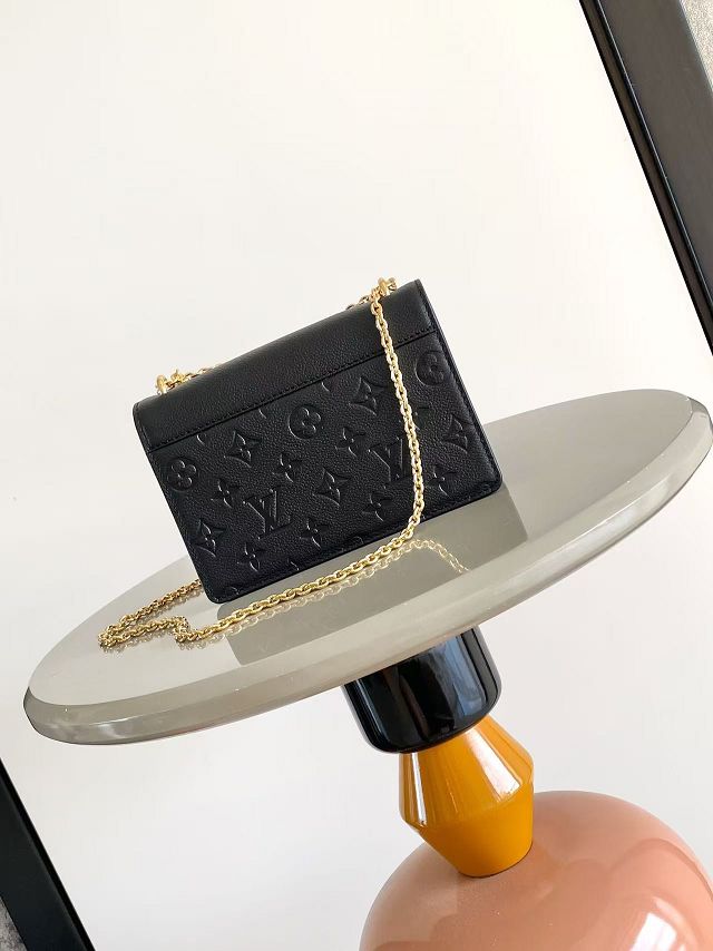 Louis vuitton original calfskin wallet on chain rosy M13569 black