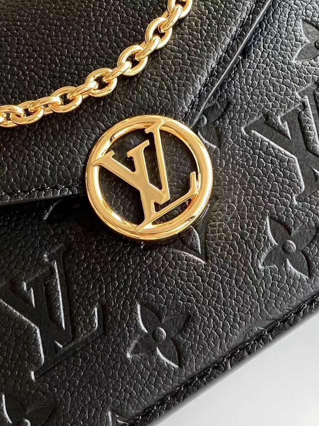 Louis vuitton original calfskin wallet on chain rosy M13569 black