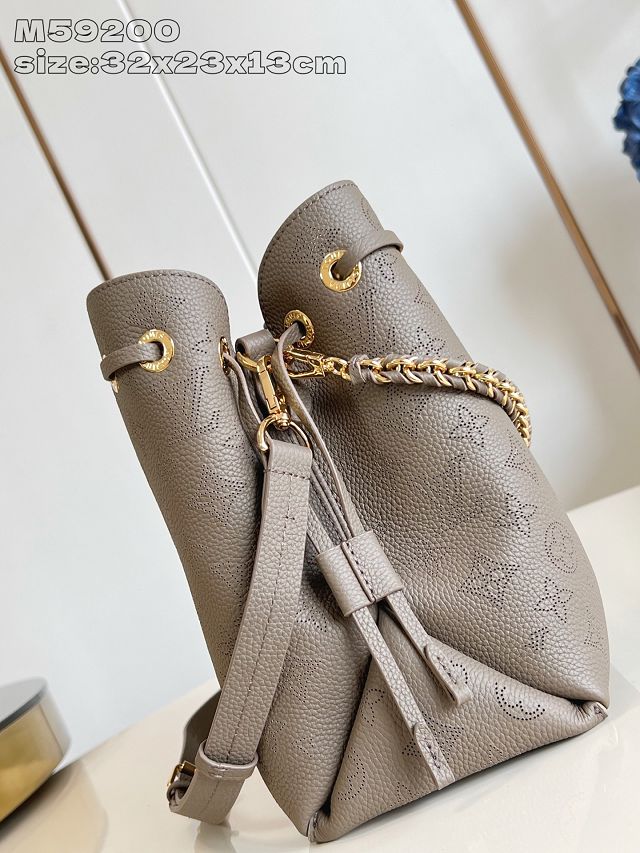 Louis vuitton original mahina leather bella tote bag M25876 smoke