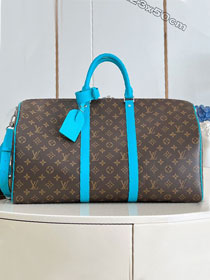 Louis vuitton original monogram canvas keepall 50 M46771 blue