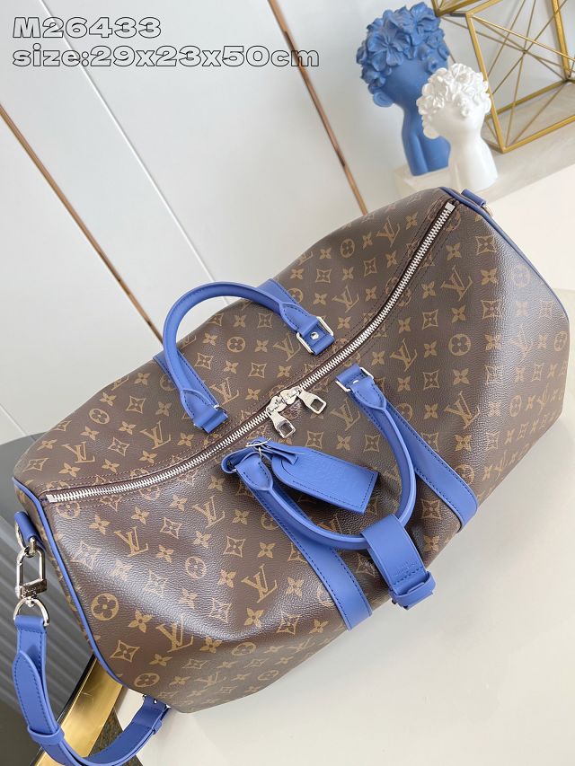 Louis vuitton original monogram canvas keepall 50 M46771 dark blue
