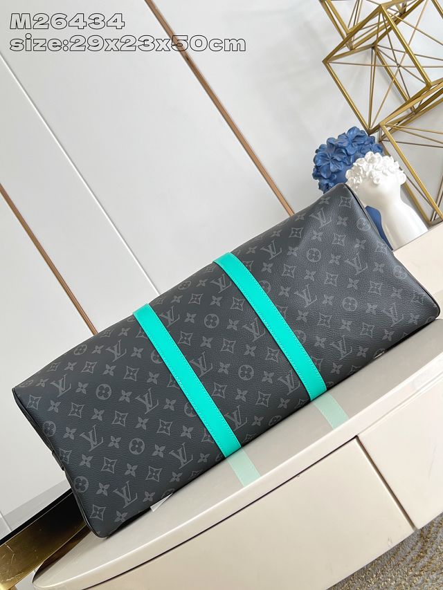 Louis vuitton original monogram eclipse keepall 50 M26434 blue