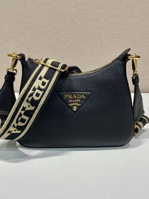 Prada original grained calfskin small shoulder bag 1BH193 black