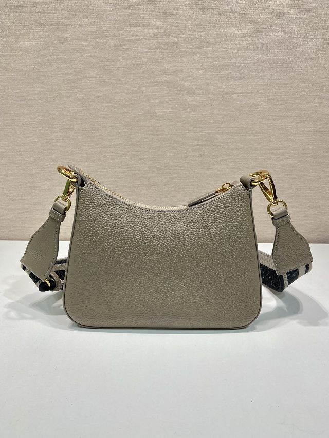 Prada original grained calfskin small shoulder bag 1BH193 grey