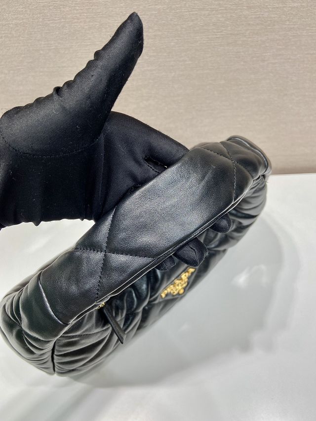 Prada original lambskin large hobo bag 1BC183 black