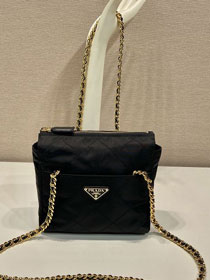 Prada original nylon small chain shoulder bag 1BD647 black