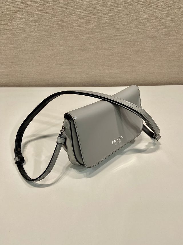 Prada original smooth calfskin small shoulder bag 2VD061 grey