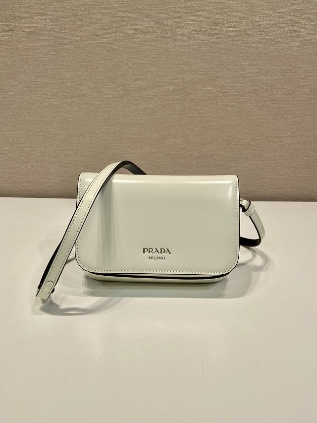 Prada original smooth calfskin small shoulder bag 2VD061 white