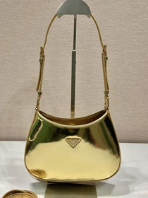 Prada original patent calfskin small cleo bag 1BC169 gold