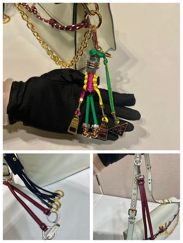 Prada original soft calfskin sound large shoulder bag 1BD379 white