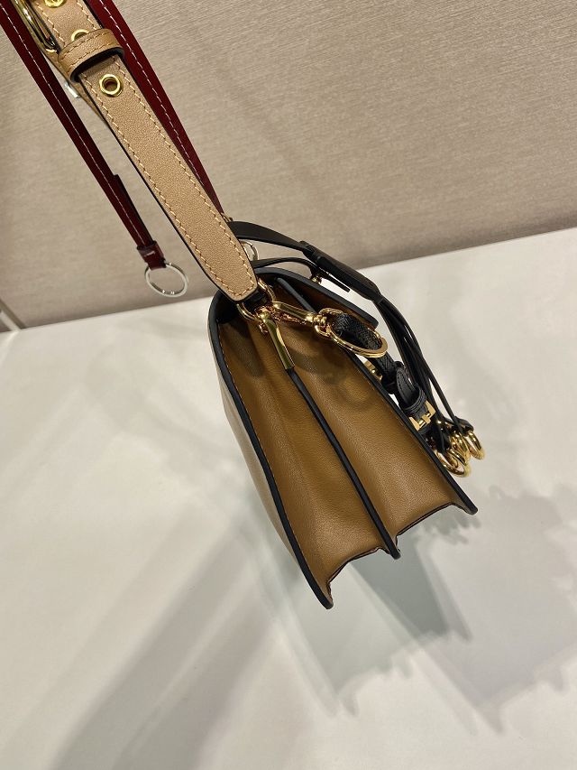 Prada original soft calfskin sound small shoulder bag 1BD379 brown