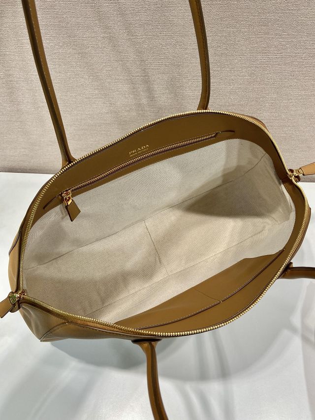 Prada original calfskin large tote bag 1BG506 brown