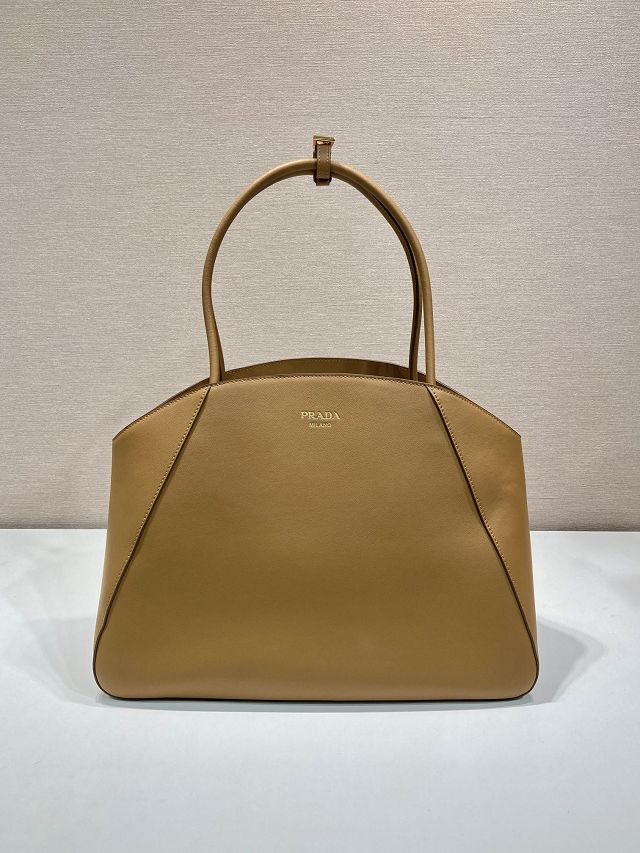 Prada original calfskin medium tote bag 1BG510 brown
