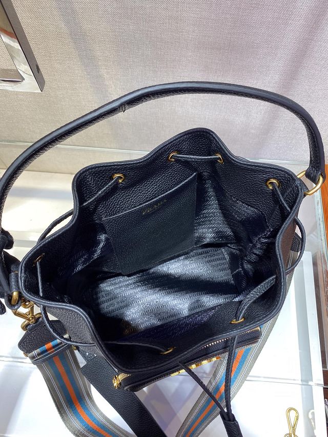 Prada original calfskin medium bucket bag 1BE030 black