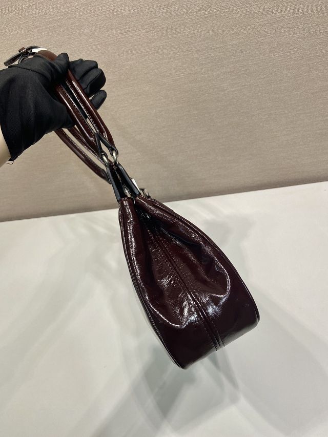 Prada original calfskin medium tote bag 1BA846 dark brown