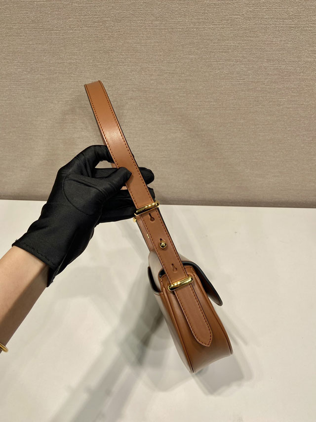 Prada original calfskin shoulder bag with flap 1BD365 brown