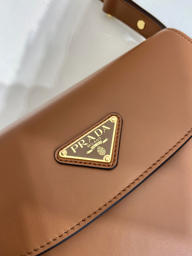 Prada original calfskin shoulder bag with flap 1BD365 brown