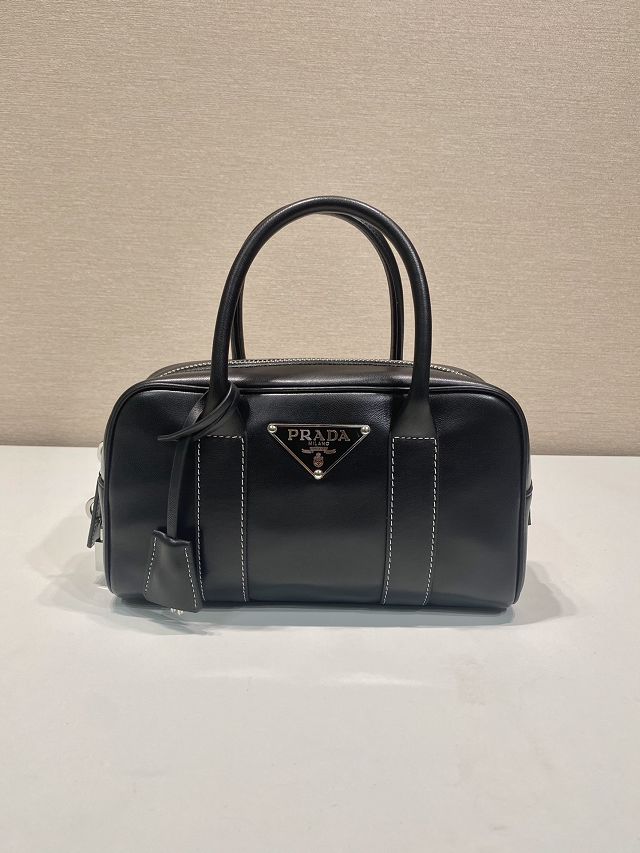 Prada original calfskin small boston bag 1BA846 black