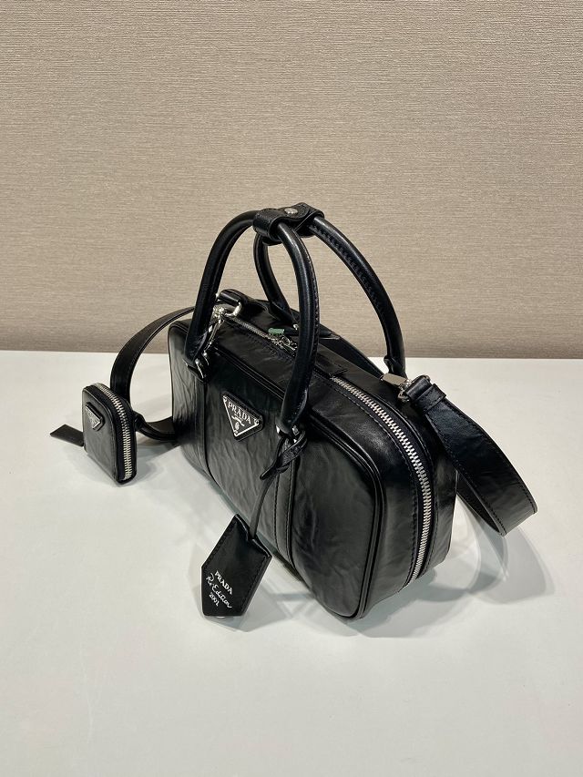 Prada original lambskin small boston bag 1BB098 black