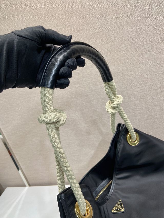 Prada original nylon mariner large shoulder bag 1BC244 black