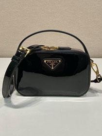Prada original patent calfskin mini top handle bag 1BH206 black