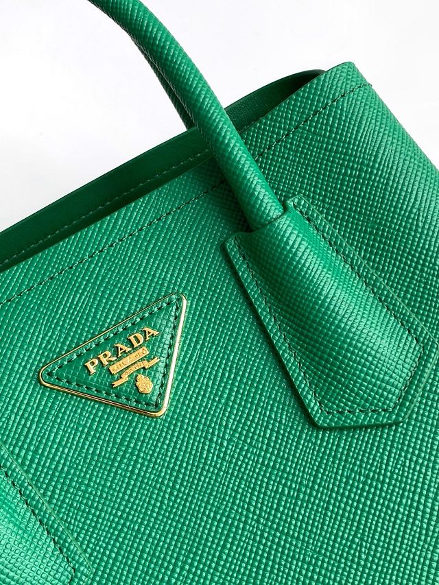 Prada original saffiano calfskin double small bag 1BG443 green