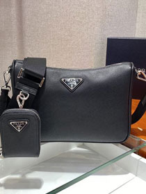 Prada original saffiano calfskin shoulder bag 2VH113 black